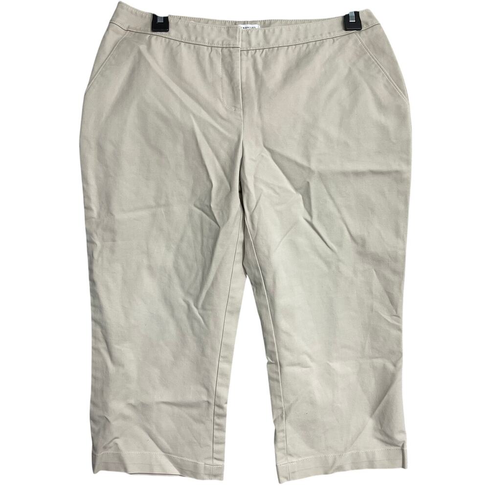 Semantiks Capri Pants Petite 8 Beige Cotton Blend Mid Rise Minimalist Capsule